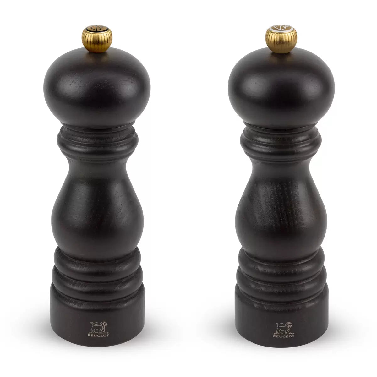 Iconic Peugeot Paris salt and pepper mill set in classic beechwood finish.