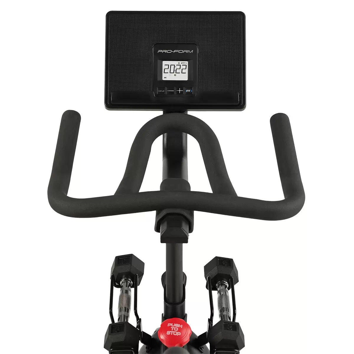 Pro Form Pro Trainer 500 Spin Bike with adjustable resistance, ergonomic seat, and indoor cycling workout features for home fitness.