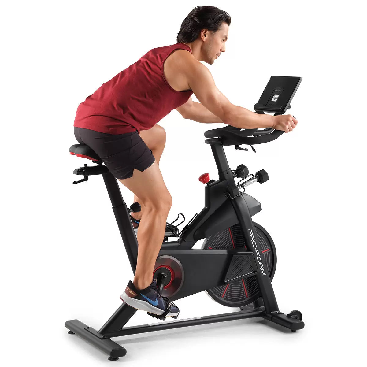 Pro Form Pro Trainer 500 Spin Bike with adjustable resistance, ergonomic seat, and indoor cycling workout features for home fitness.