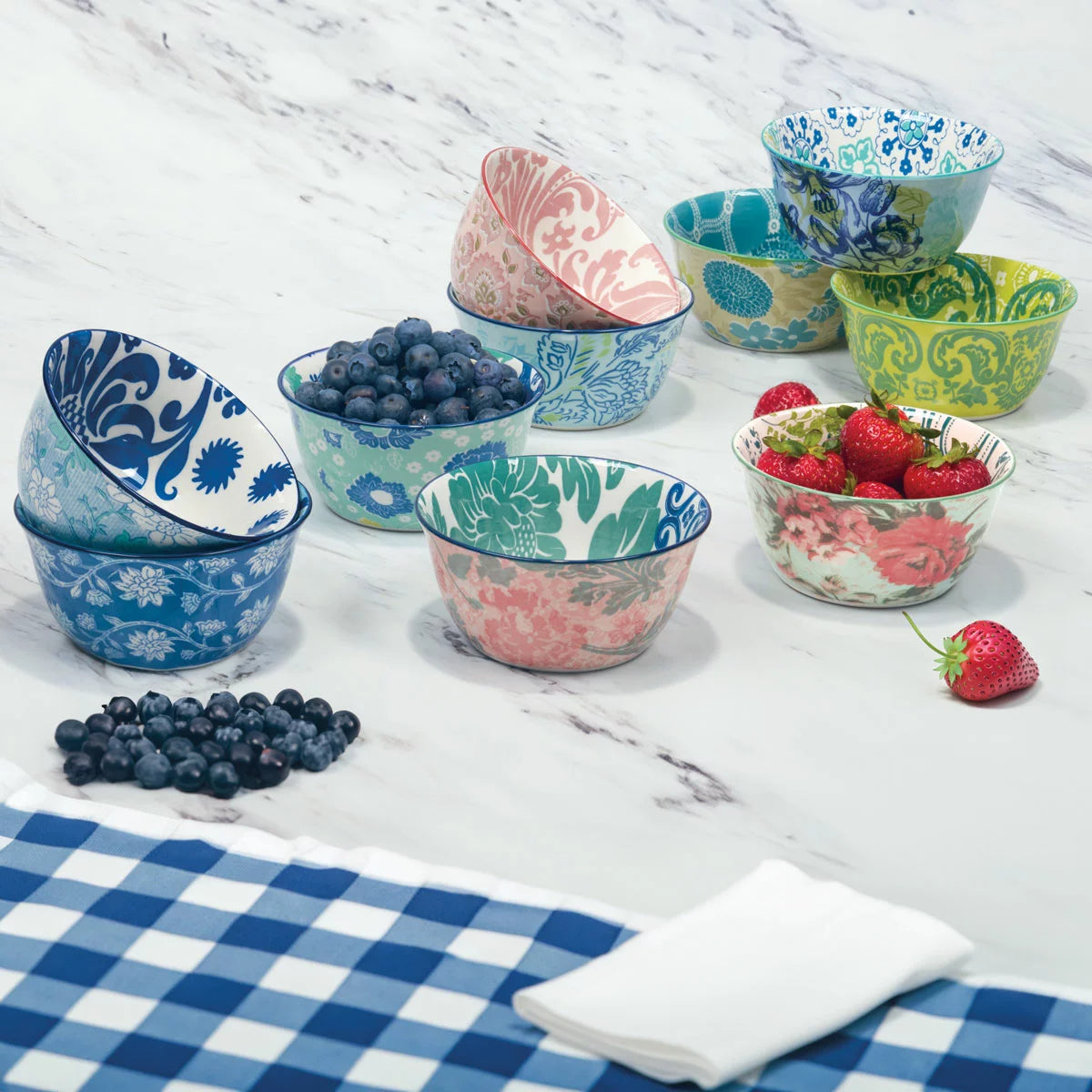 Provence Stoneware Bowl Set 10 Piece Durable Stoneware Dining Bowls for Everyday Meals and Entertaining