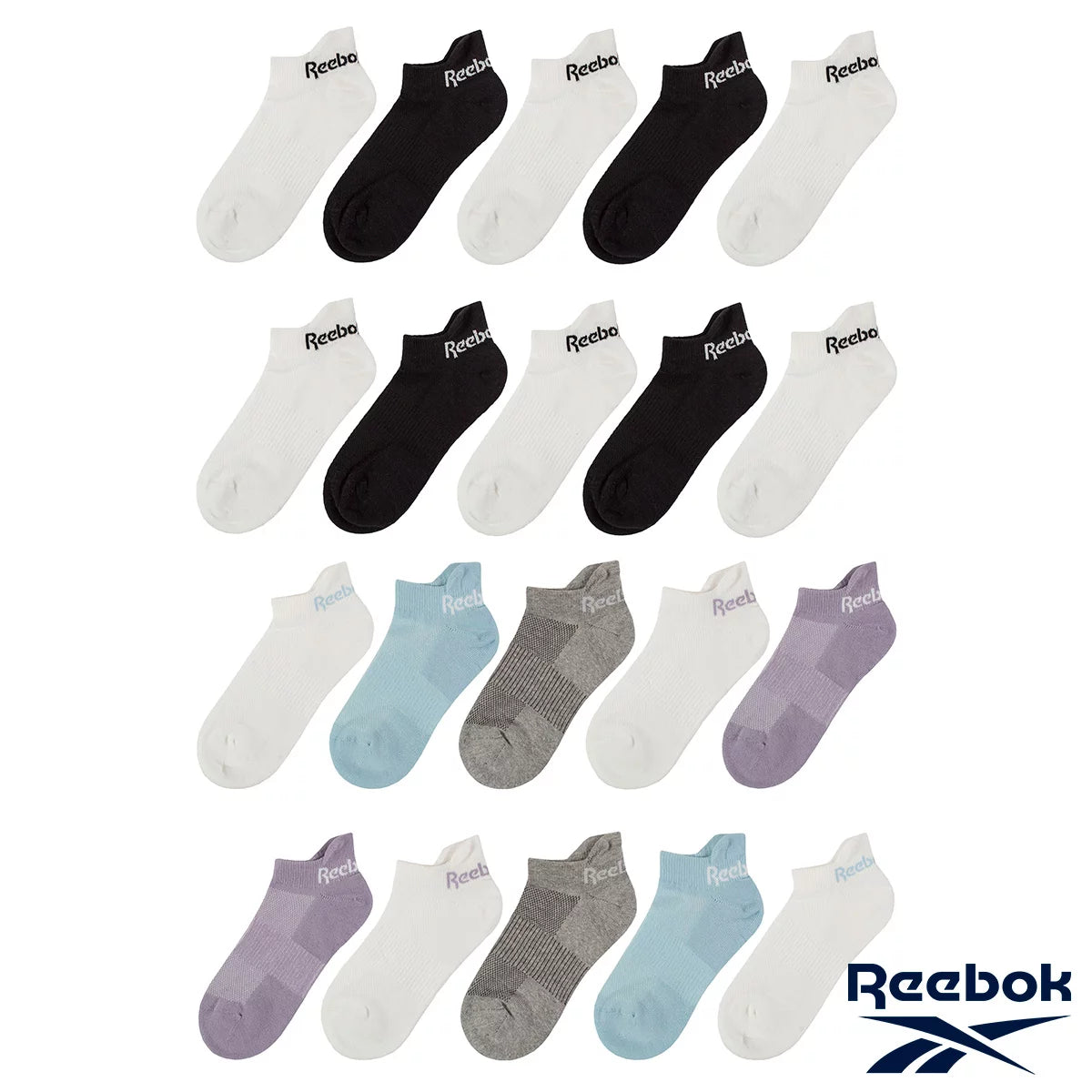 Reebok Ladies Low Cut Sock 10 Pack breathable comfortable women's socks for everyday wear and sports activities