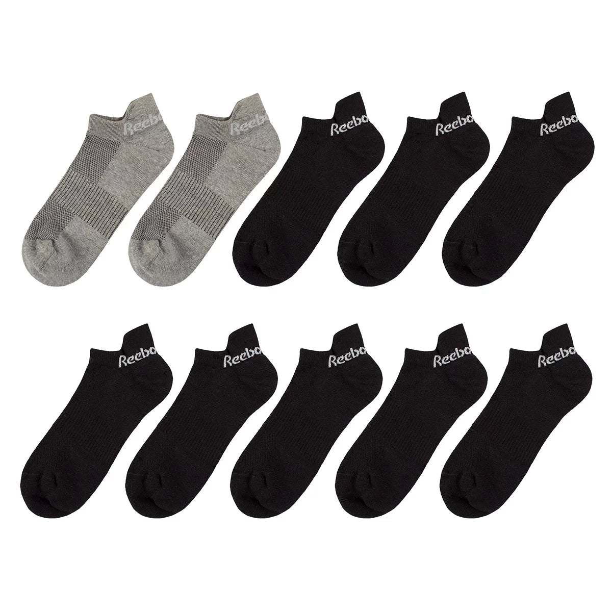 Reebok Men's Trainer Sock 10 Pack in breathable cotton with cushioned sole and reinforced heel and toe/2