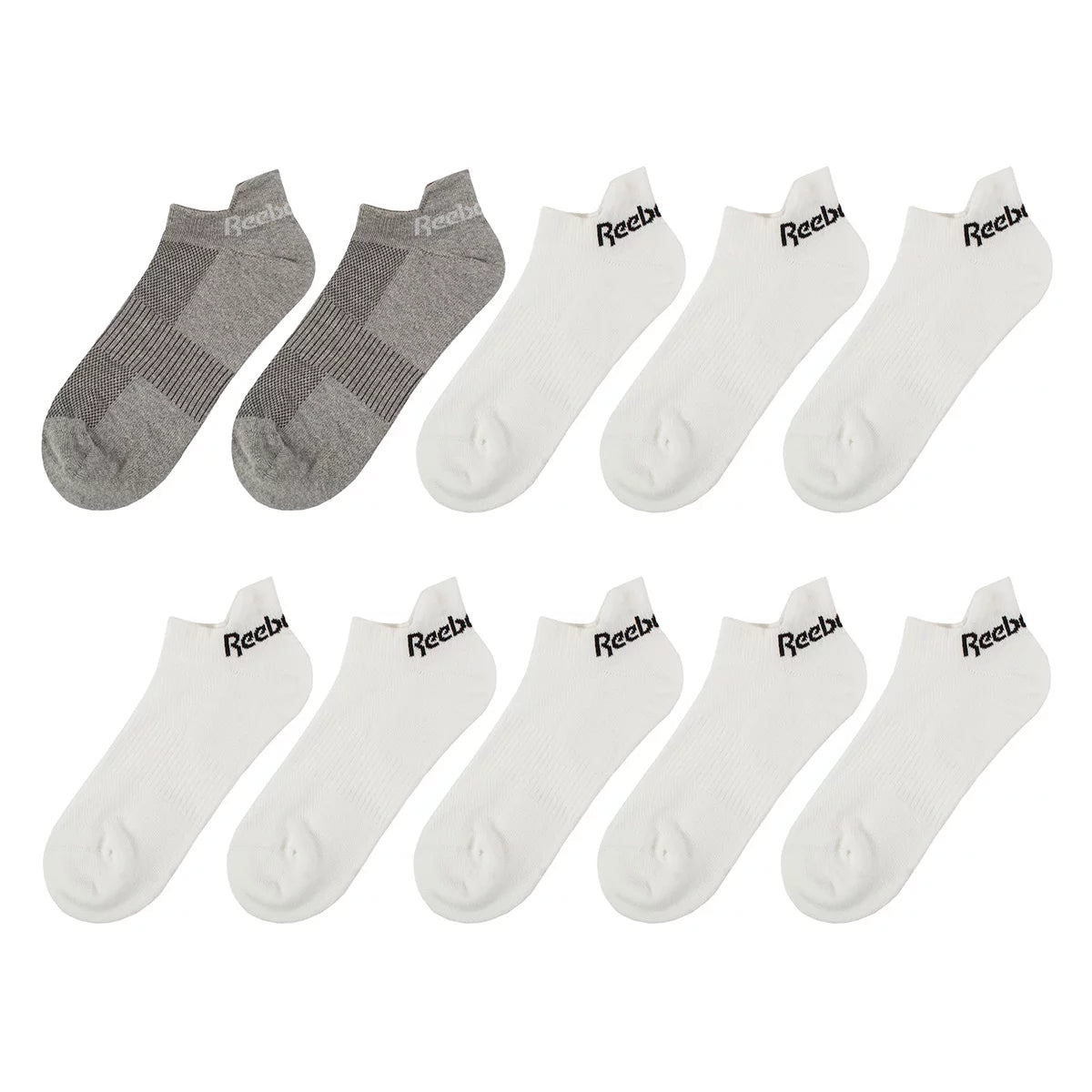 Reebok Men's Trainer Sock 10 Pack in breathable cotton with cushioned sole and reinforced heel and toe/3