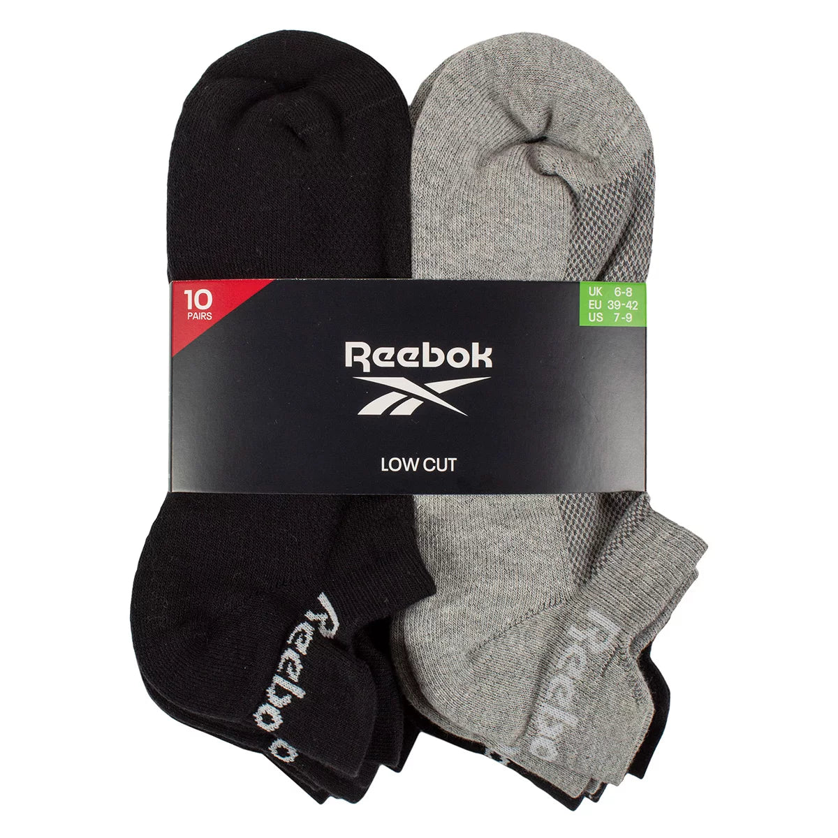 Reebok Men's Trainer Sock 10 Pack in breathable cotton with cushioned sole and reinforced heel and toe/4