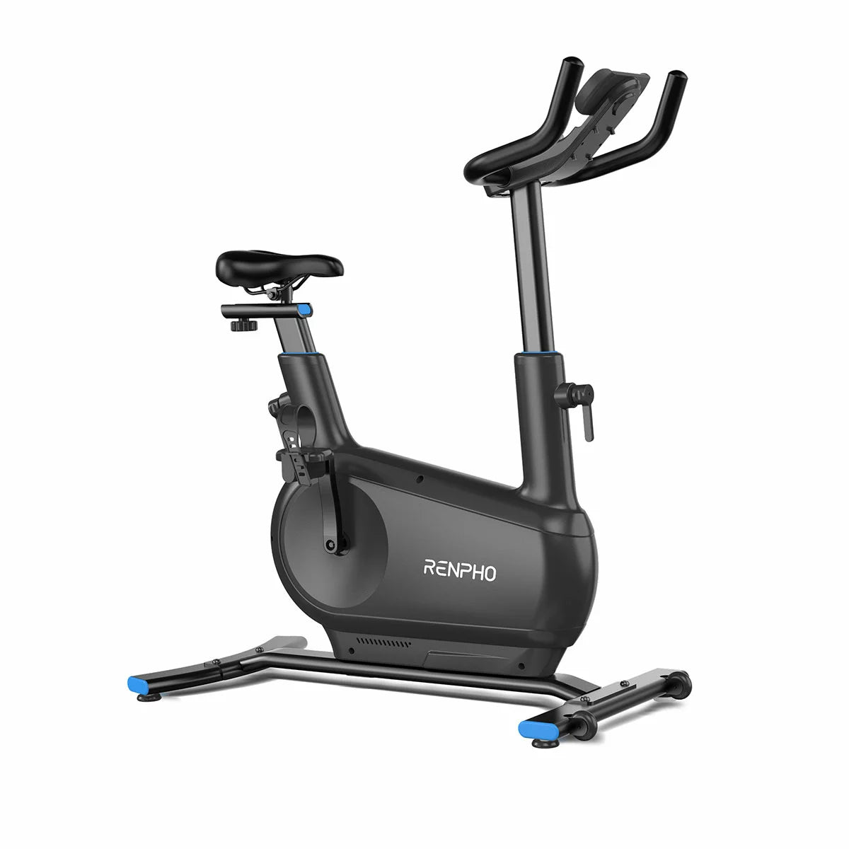 Renpho AI Smart Exercise Bike with AI fitness tracking, Bluetooth connectivity, adjustable magnetic resistance, and ergonomic indoor cycling design.