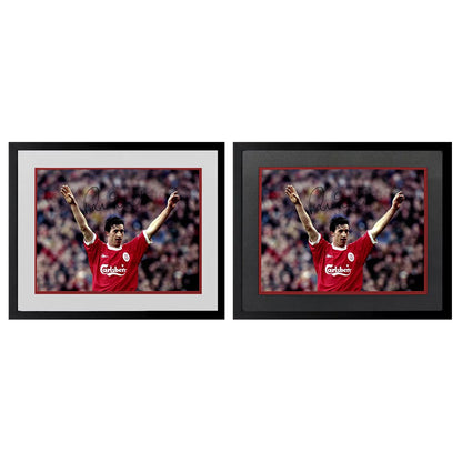 Authentic Robbie Fowler signed framed 16x12 Liverpool photo with a premium white mount and official COA.