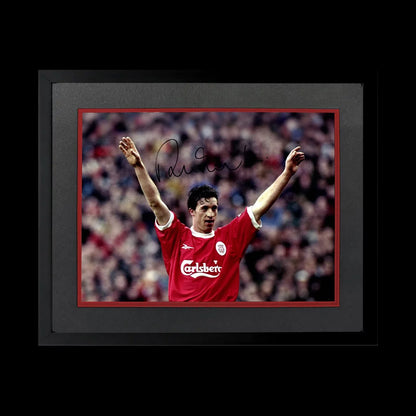 Authentic Robbie Fowler signed framed 16x12 Liverpool photo with a premium white mount and official COA.