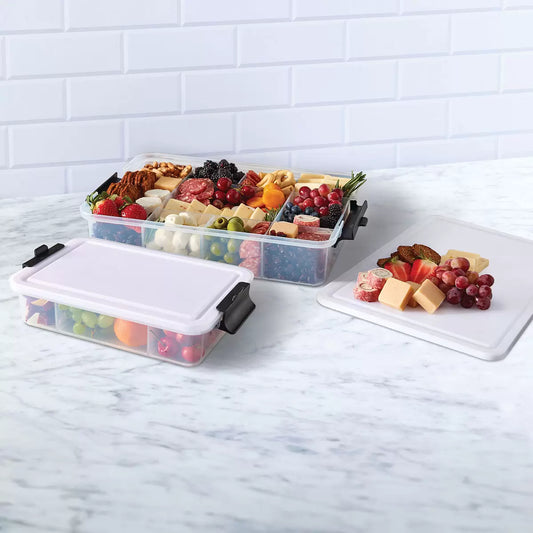 Sabatier Snacklebox food storage containers with cutting board lids in 2 pack set