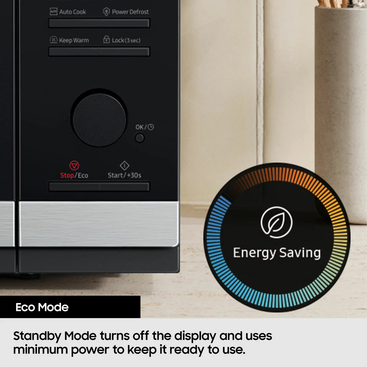 Samsung 23 Litre Solo Microwave MS23K3513AK/EU in black with ceramic enamel interior for fast, even heating and easy cleaning .