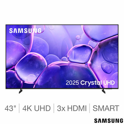 Samsung 43 Inch LED 4K Ultra HD Smart TV displaying vibrant 4K HDR content with Smart TV features UE43U8000FKXXU