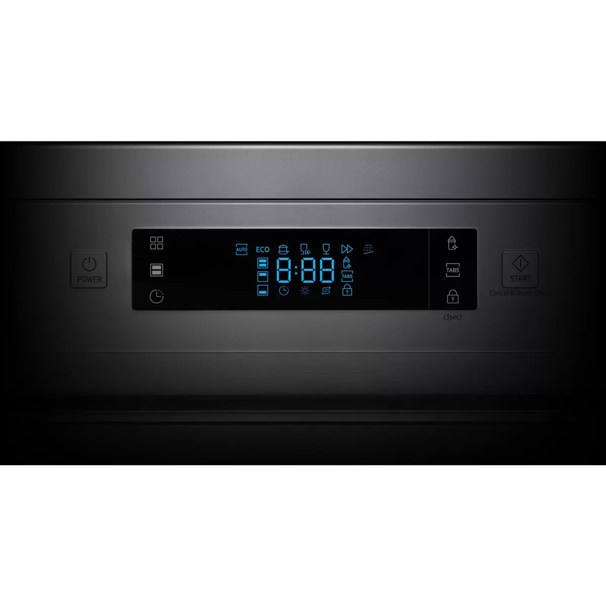 Samsung DW60M6050FS/EU silver dishwasher with 14 place setting capacity and energy-efficient dish cleaning performance .