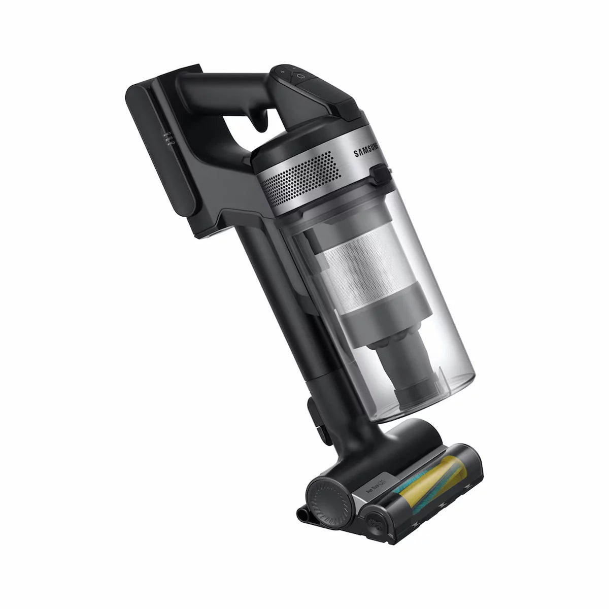 Samsung Jet 65 Pet Max cordless vacuum cleaner in Teal and Silver, designed for powerful pet hair removal and easy cordless home cleaning.