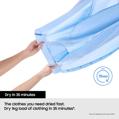 Samsung Series 5 DV90CGC0A0ABEU 9kg A++ Rated Heat Pump Tumble Dryer in Black with energy-efficient drying and sensor technology .