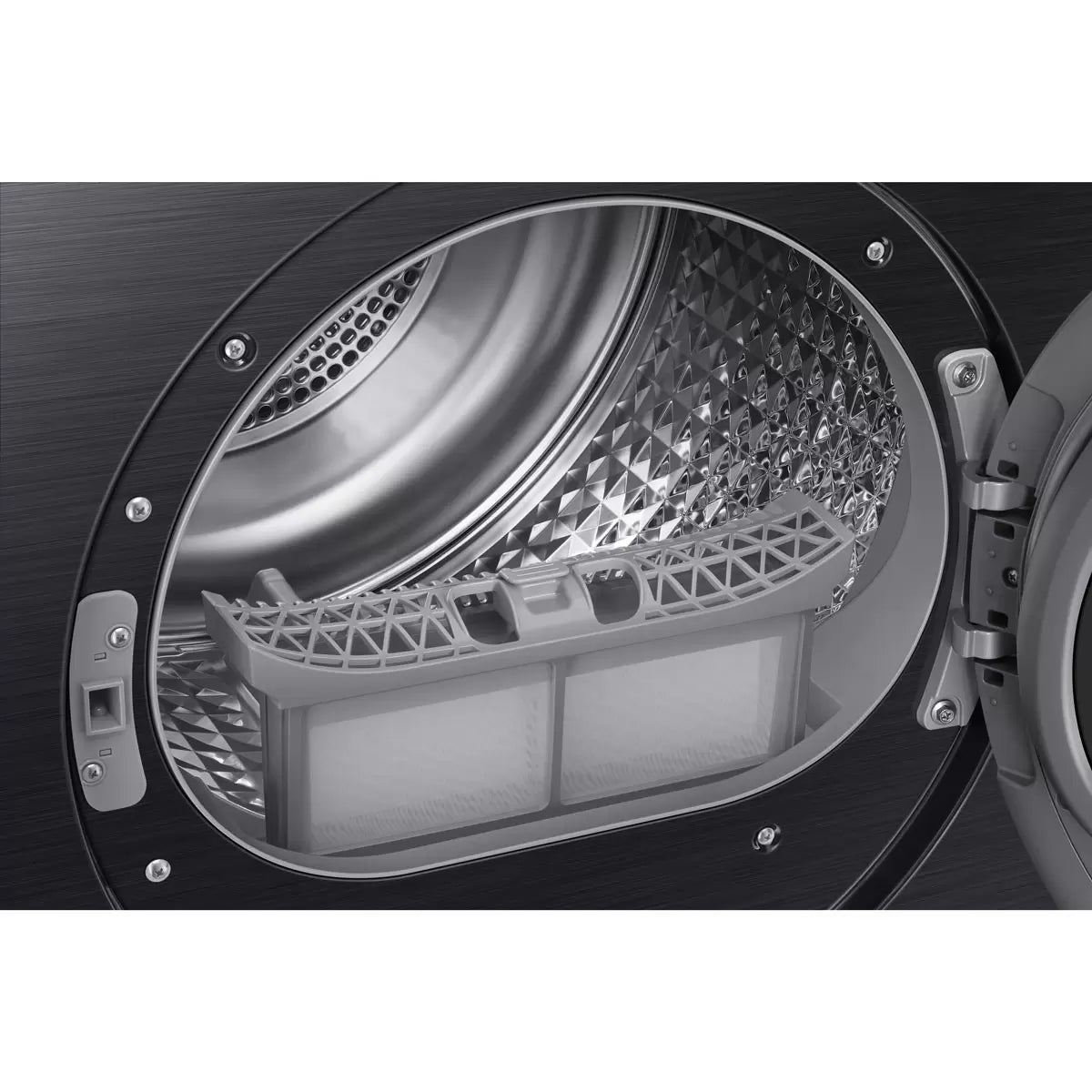 Samsung Series 5 DV90CGC0A0ABEU 9kg A++ Rated Heat Pump Tumble Dryer in Black with energy-efficient drying and sensor technology .
