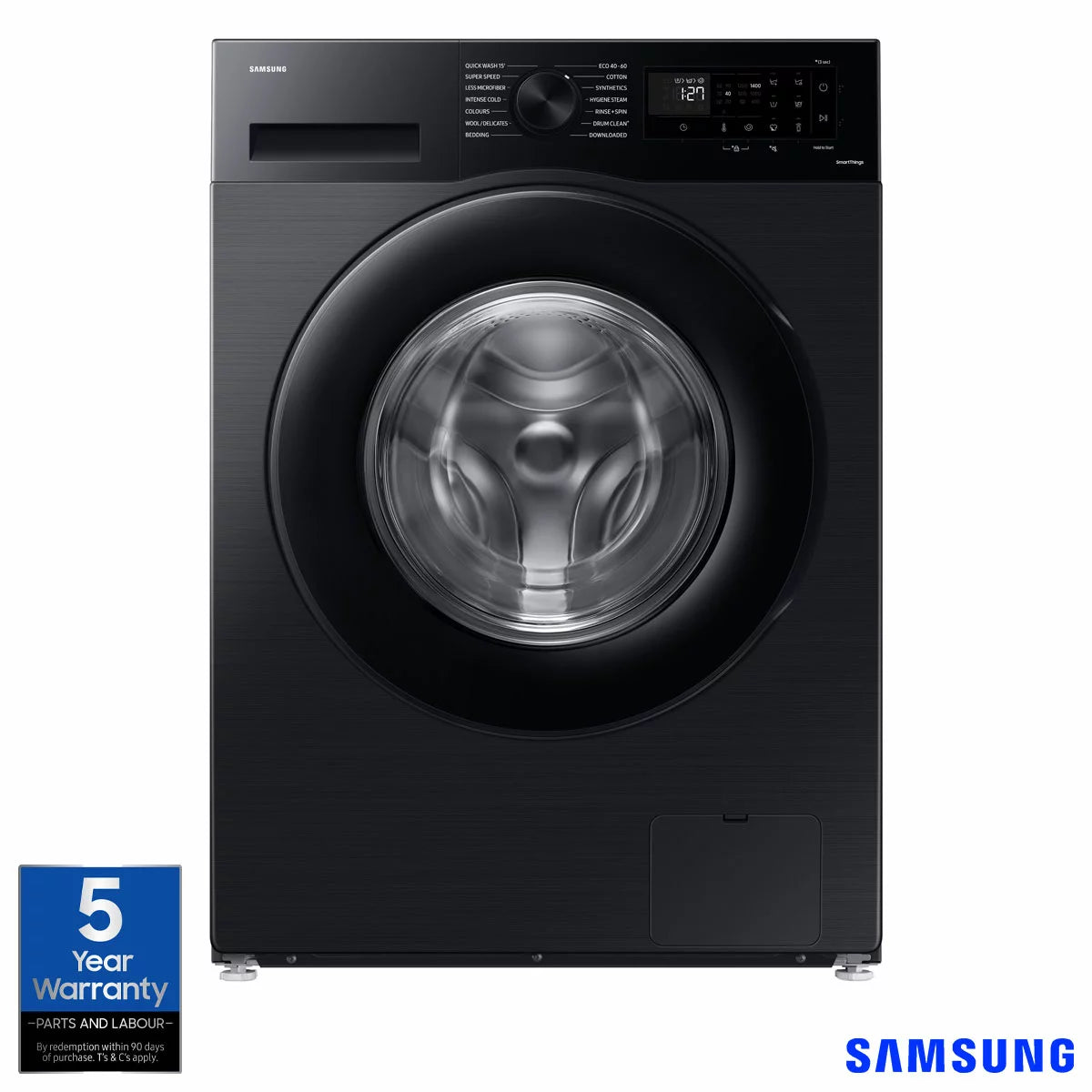Samsung Series 5 WW11DG5B25ABEU 11kg 1400rpm A Rated Black Washing Machine with large capacity drum and energy-efficient performance .