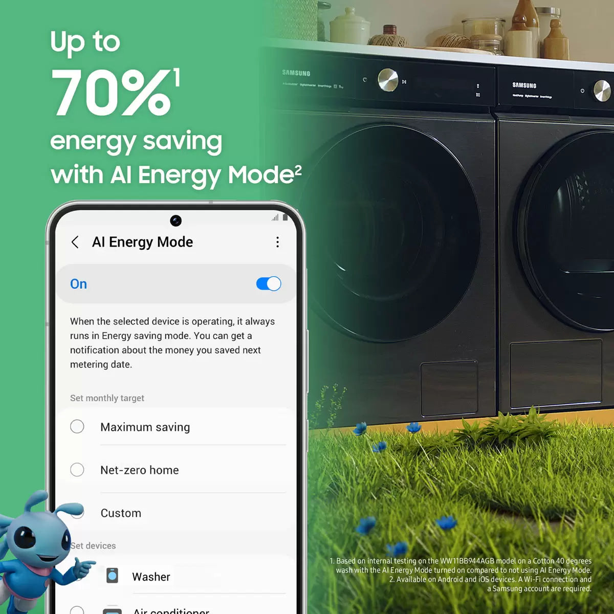 Samsung Series 5 WW11DG5B25ABEU 11kg 1400rpm A Rated Black Washing Machine with large capacity drum and energy-efficient performance .