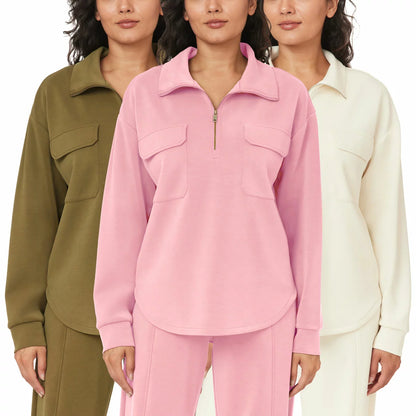 Scotch & Soda Ladies 1/2 Zip Shirt with comfortable half-zip design and lightweight casual fit for everyday wear