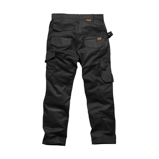 Scruffs Men's Trade Flex Trousers in grey, stretch fabric, reinforced knees, durable and comfortable workwear/1