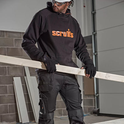 Scruffs Men's Work Tamworth Logo Hoodie in heavyweight cotton with reinforced stitching and adjustable hood/4
