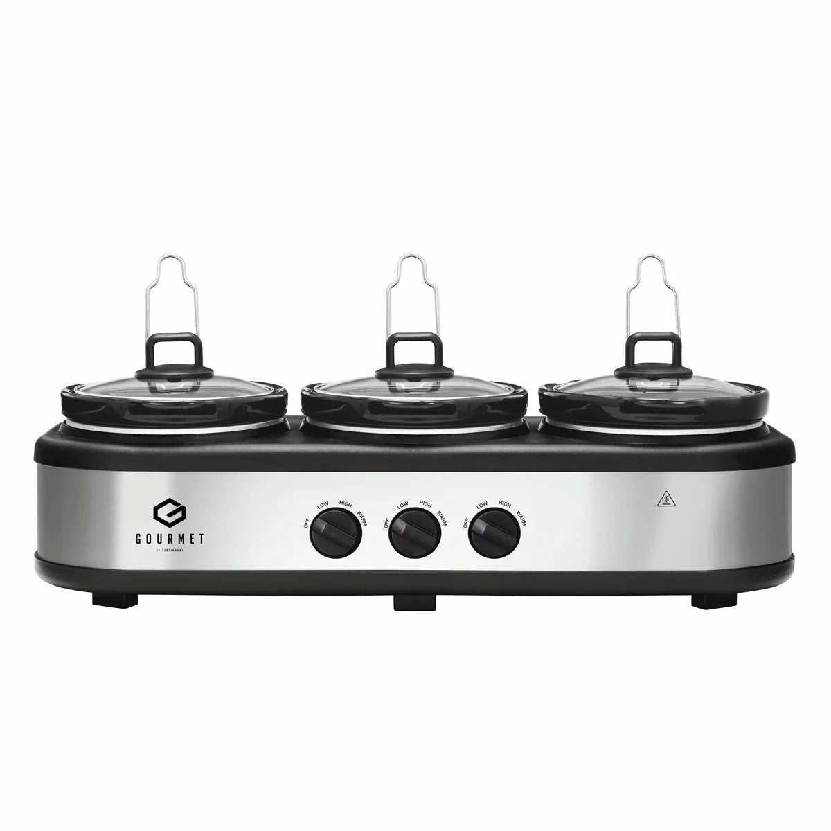 Triple slow cooker warming three dishes for serving guests - 1