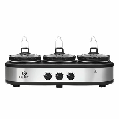 Triple slow cooker warming three dishes for serving guests - 1