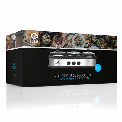 Triple slow cooker warming three dishes for serving guests - 2