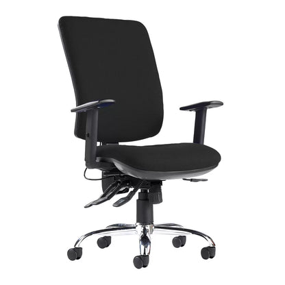 Black Senza Ergonomic Asynchro Task Chair with lumbar support and adjustable armrests for office use