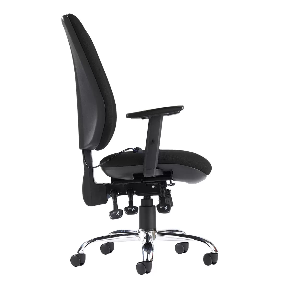 Black Senza Ergonomic Asynchro Task Chair with lumbar support and adjustable armrests for office use