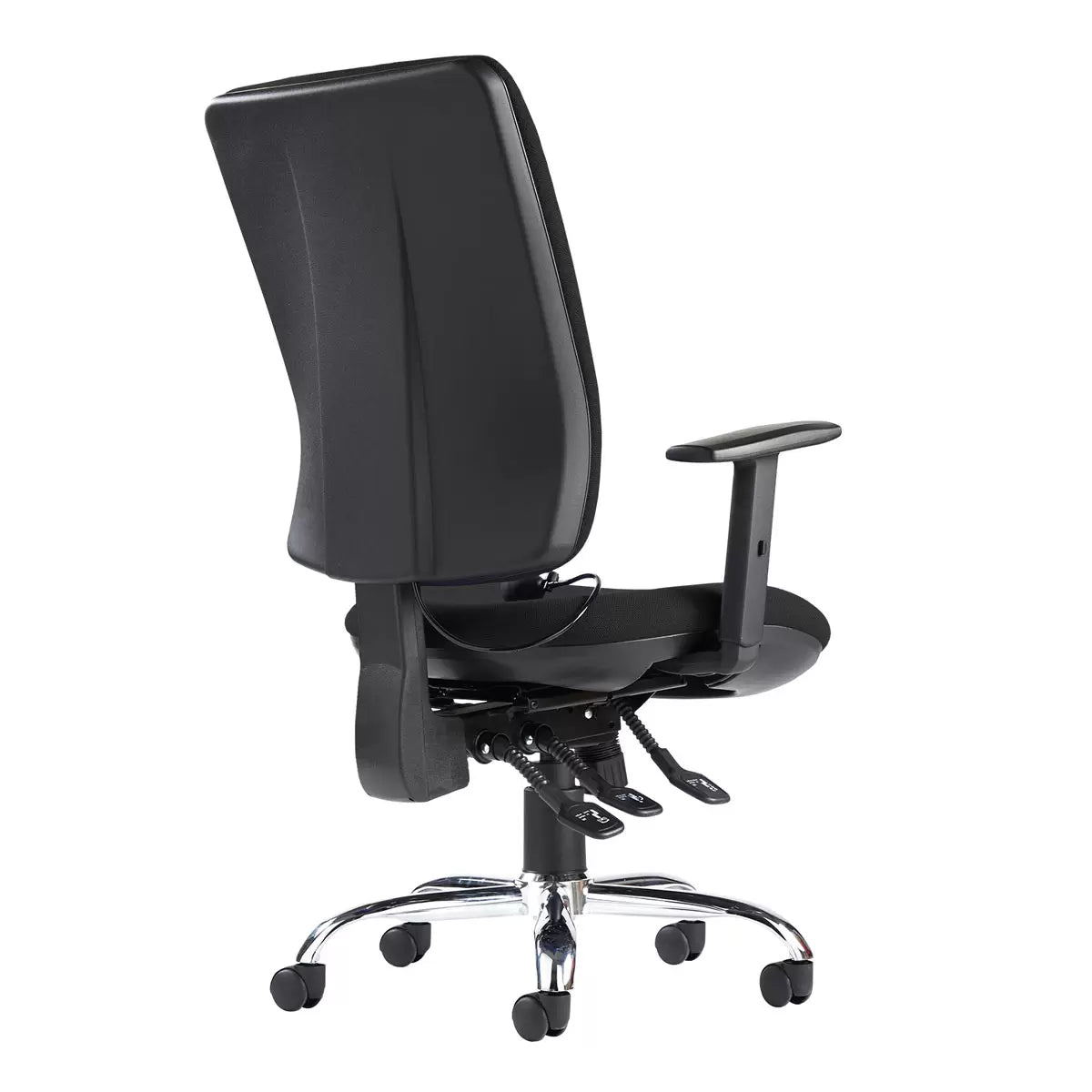 Black Senza Ergonomic Asynchro Task Chair with lumbar support and adjustable armrests for office use
