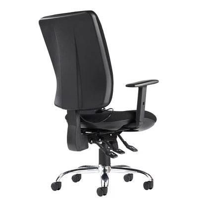 Black Senza Ergonomic Asynchro Task Chair with lumbar support and adjustable armrests for office use