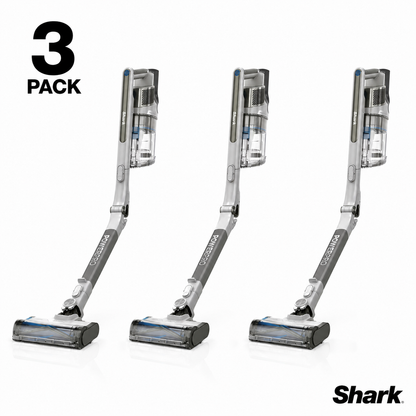 Shark PowerPro Pet Cordless Stick Vacuum IZ380UKT in use on carpet, removing pet hair with Anti Hair Wrap technology and cordless convenience.