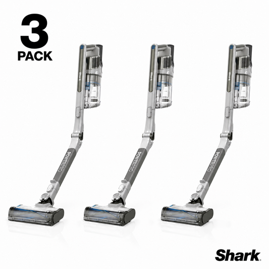 Shark PowerPro Pet Cordless Stick Vacuum IZ380UKT in use on carpet, removing pet hair with Anti Hair Wrap technology and cordless convenience.