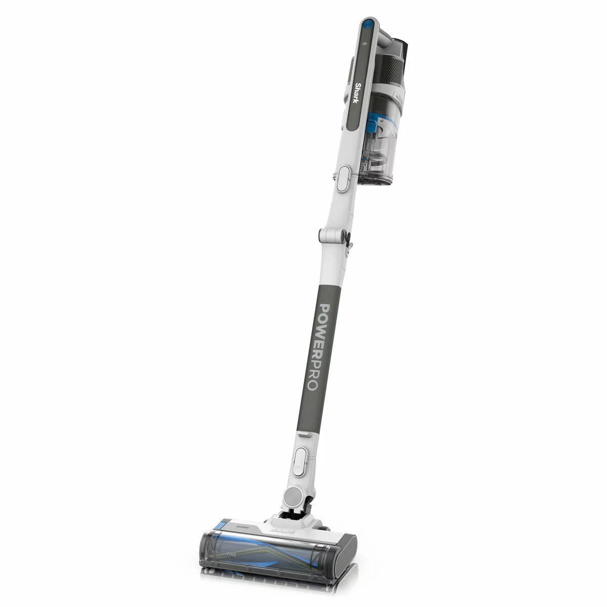 Shark PowerPro Pet Cordless Stick Vacuum IZ380UKT in use on carpet, removing pet hair with Anti Hair Wrap technology and cordless convenience.