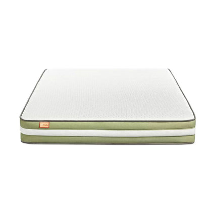 Side view of the rolled Silentnight Just Breathe single mattress showing the white soft-knit hypoallergenic cover and breathable 3D fabric border.