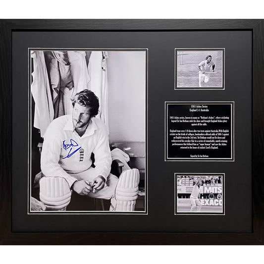 Elite Store Ian Botham autographed 1981 Ashes legend framed cricket memorabilia for home bars.
