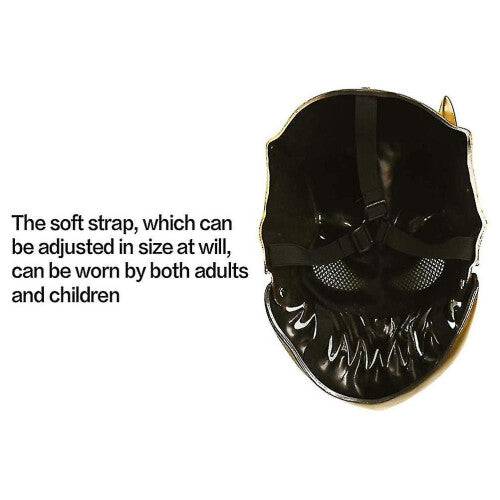 Detailed front view of a hard resin Slaughter To Prevail deathcore mask with a movable jaw mechanism showing intricate 3D textures.
