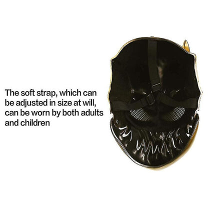 Detailed front view of a hard resin Slaughter To Prevail deathcore mask with a movable jaw mechanism showing intricate 3D textures.