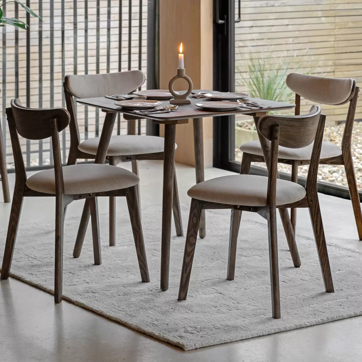 Gallery Hatfield Small Dining Table | Space-Saving Natural & Smoked Finish | Best for Compact Dining Spaces