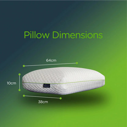 Snuggledown Bliss Bamboo Memory Foam Pillow with a white zipped bamboo blend cover showing subtle textured pattern detail against a bedhead.