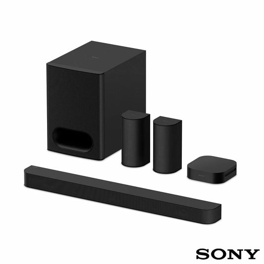 Sony HTS60.CEK Bravia Theatre System 6 soundbar with rear speakers and subwoofer delivering 5.1 channel 1000W cinematic surround sound
