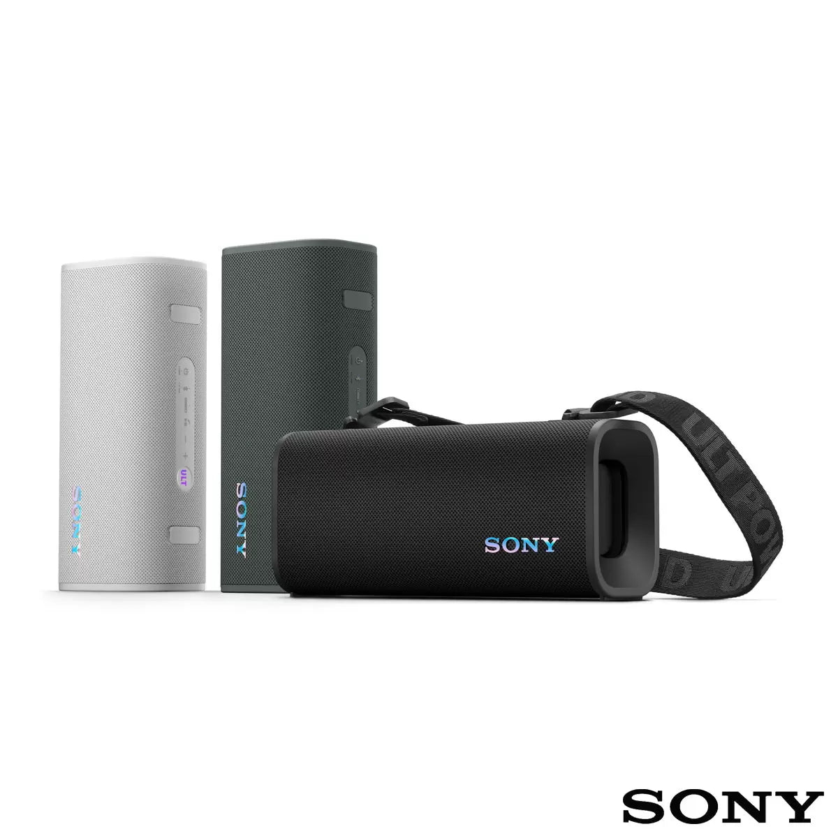 Sony SRSULT30 ULT Field 3 portable Bluetooth speaker with powerful bass in black white and forest grey