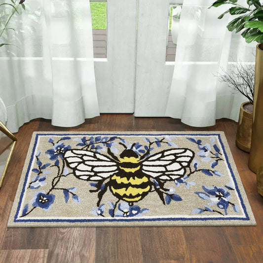 Spring Colourful Hooked Accent Rug 56 x 97 cm with vibrant decorative patterns for modern home interiors