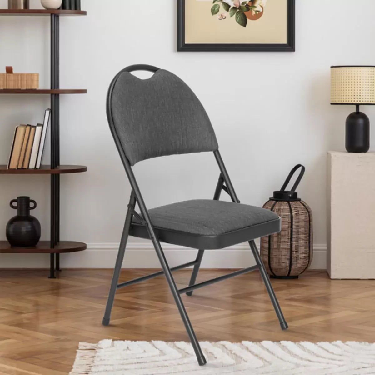 Star Elite high back padded fabric folding chairs 4 pack with steel frame and foldable design for events, offices, and home seating