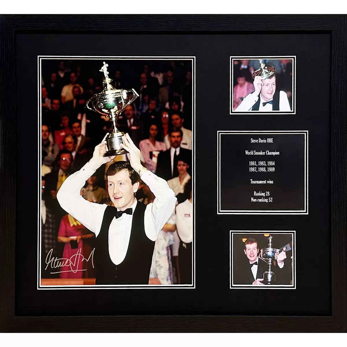 Authentic Steve Davis signed framed 16x12 snooker photograph with official Allstarsignings photo COA.