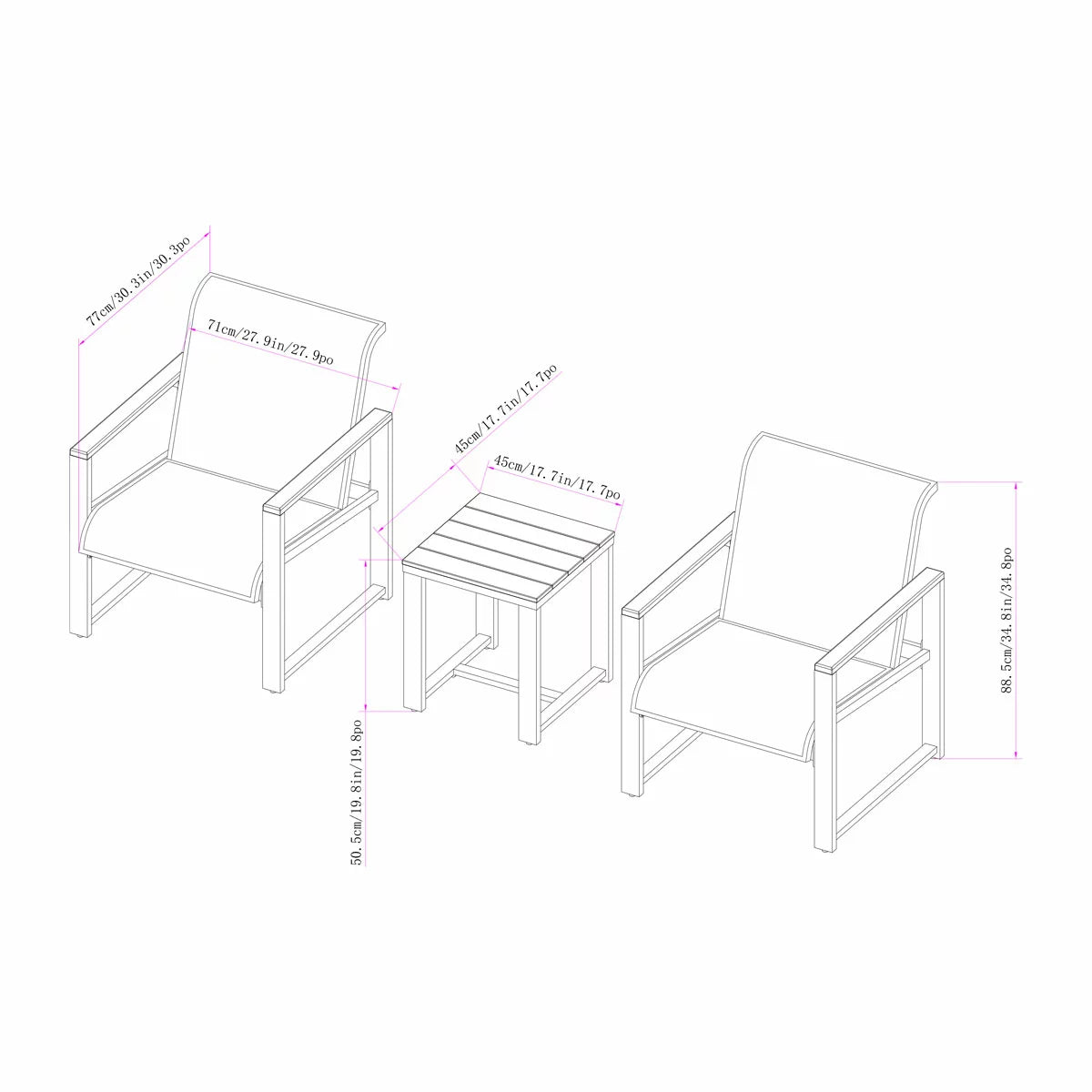 SunVilla Helio 3-Piece Bistro Set featuring modern aluminium frames and grey Phifertex sling fabric on a sunlit patio.  