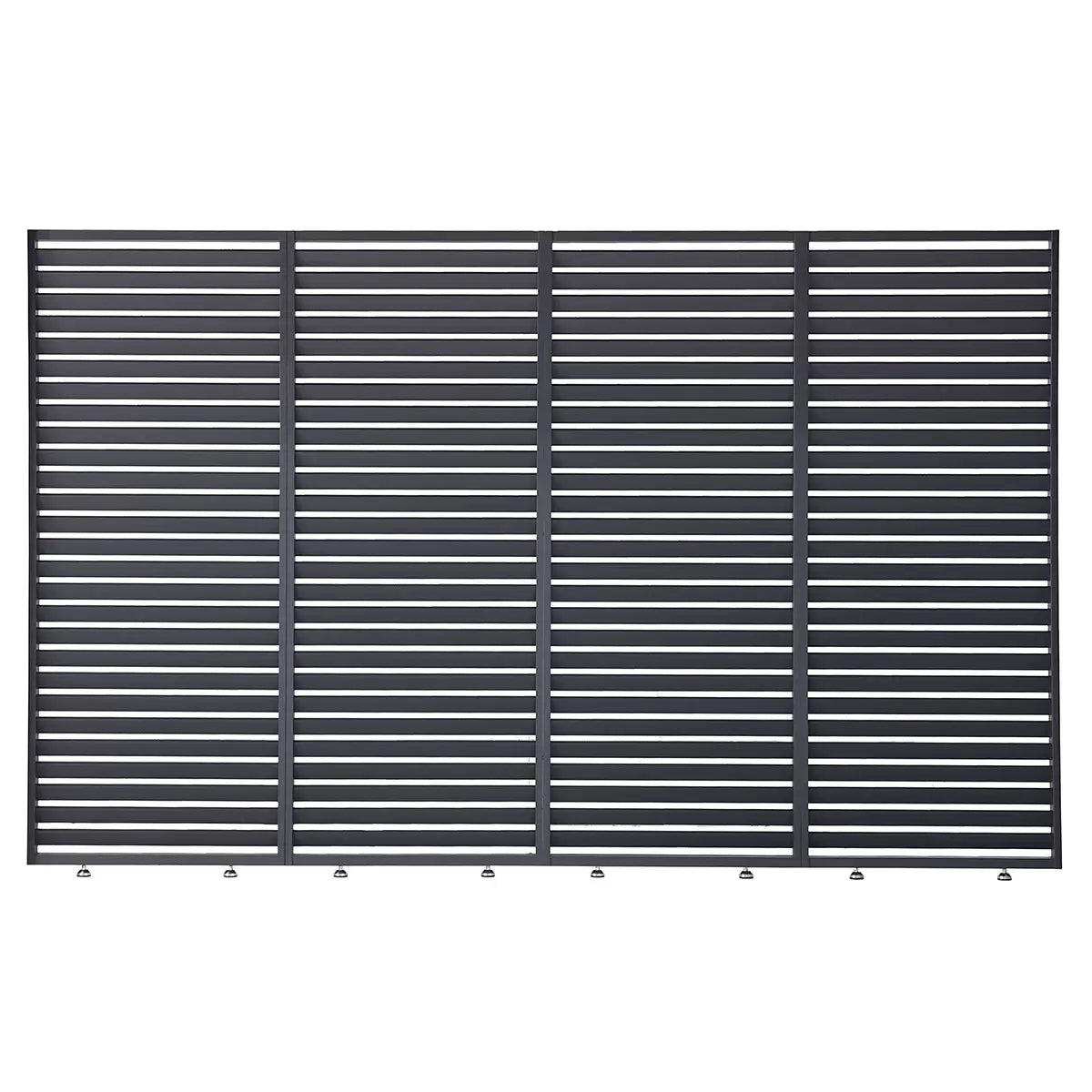 Sunvilla fixed louvered wall panel installed on an outdoor patio, providing stylish shade and privacy for a garden entertaining area.