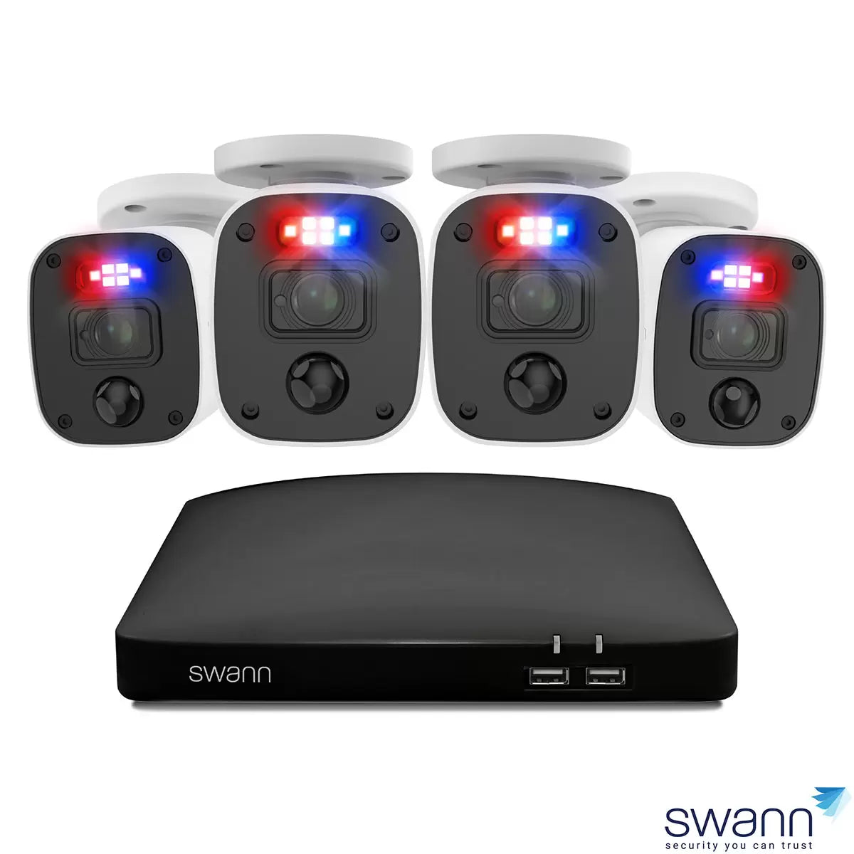 Swann 2K DVR 8 channel security system with 4 PRO bullet cameras and 1TB HDD for advanced home and business surveillance