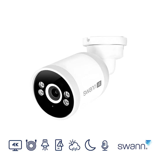 Swann 4K outdoor bullet security camera mounted for home surveillance - 1