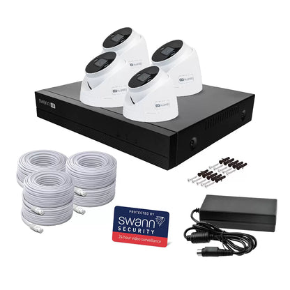 Swann 4K NVR 8 channel security system with 4 dome cameras and 1TB HDD for ultra HD home and business surveillance