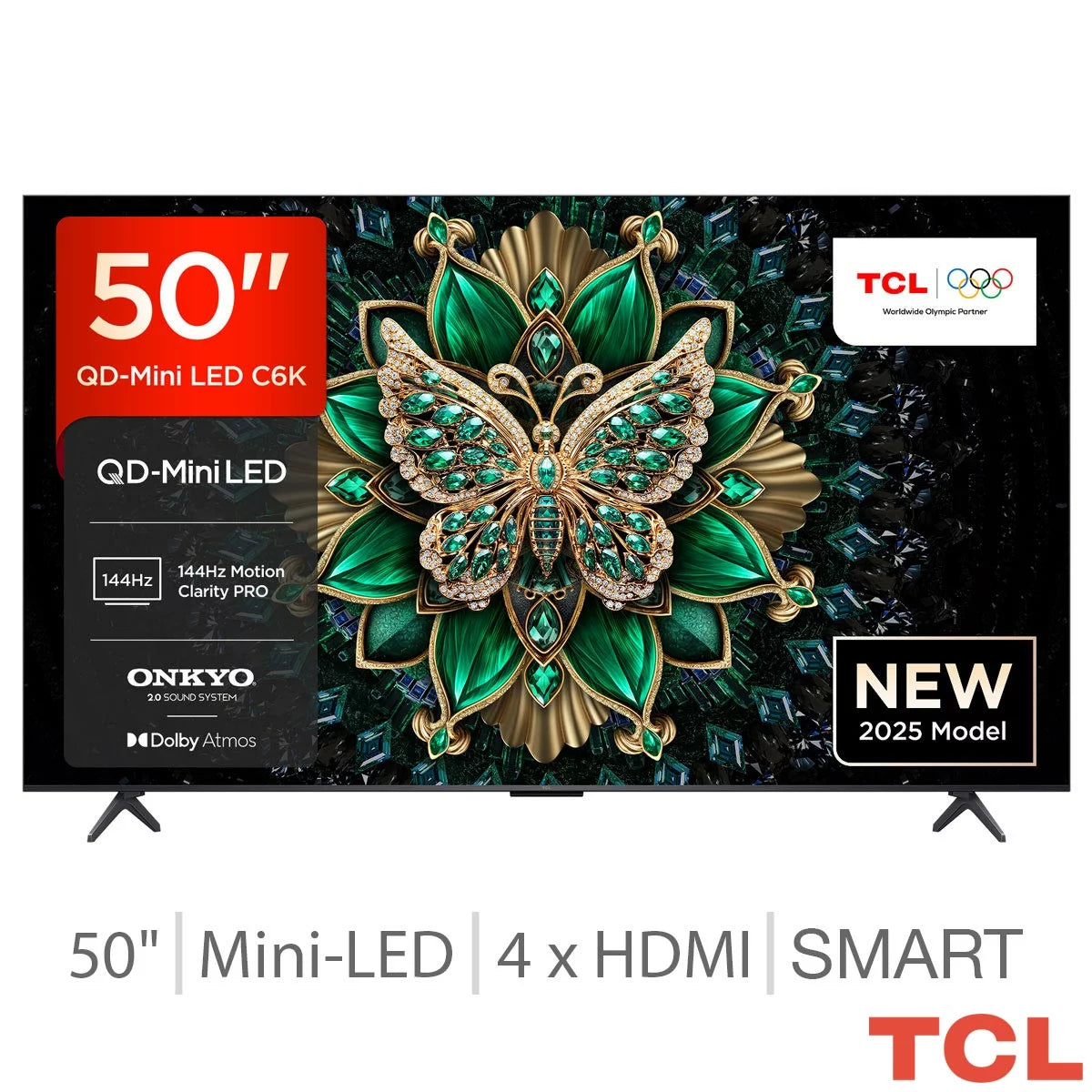 TCL 50 Inch Mini LED Smart TV with 4K Ultra HD HDR display and Smart TV streaming features TCL 50C6K